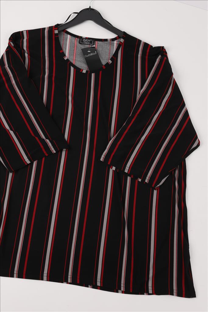 Sommer Big Shirt in gerader Form aus er Qualität, Schwarz-Grau-Rot Lagenlook Oversize Mode B2B Großhandel