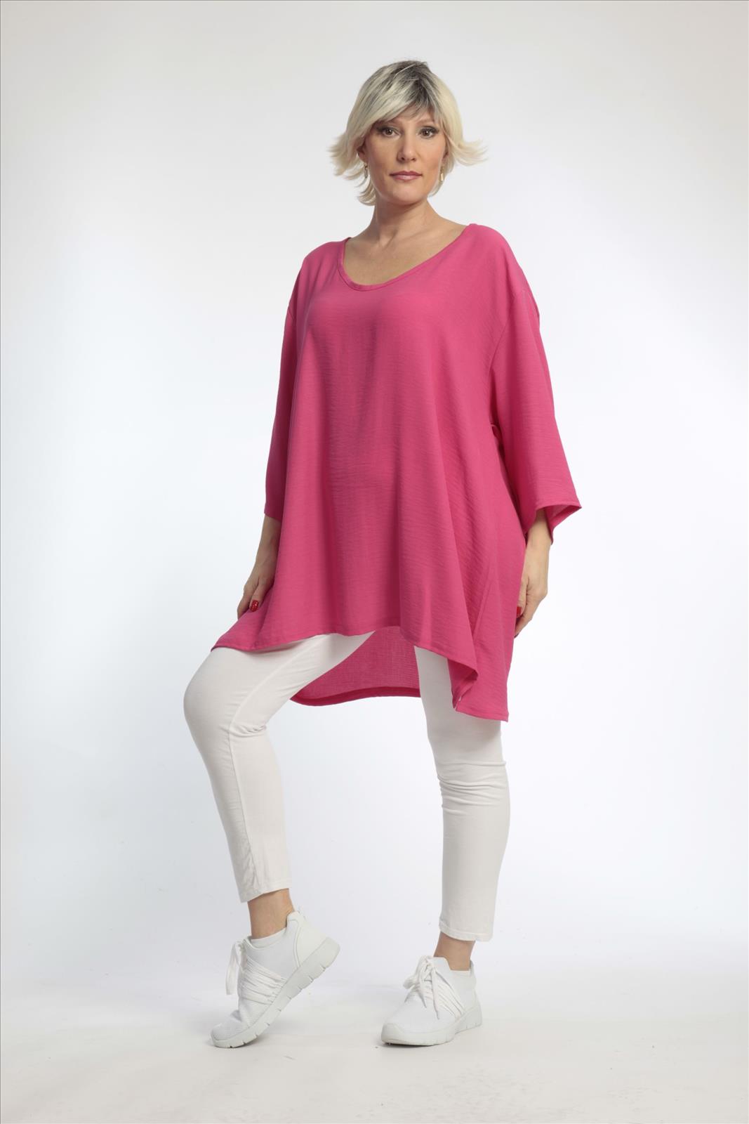 Sommer Big Shirt in gerader Form aus er Twill Qualität, Pink Lagenlook Oversize Mode B2B Großhandel