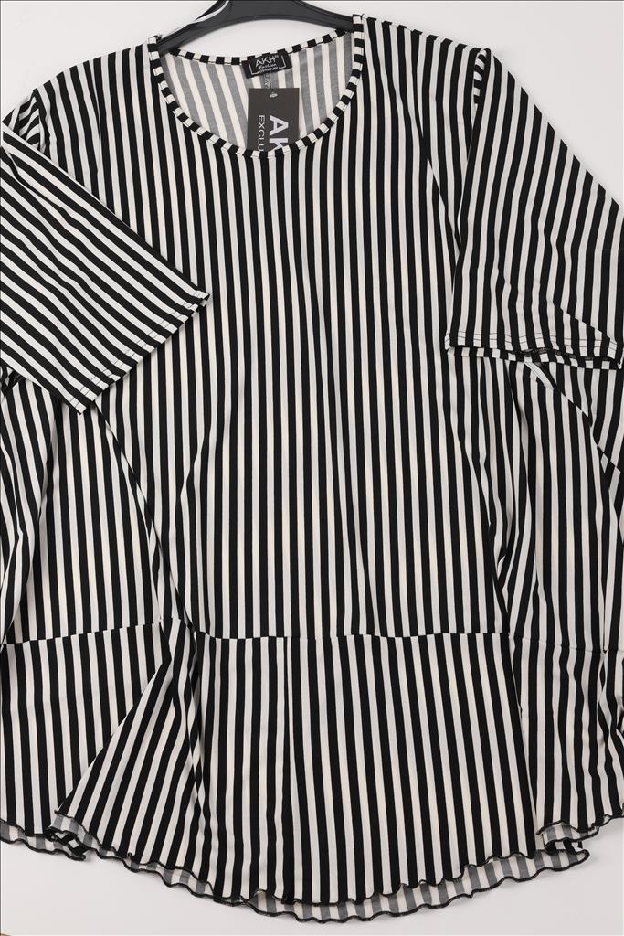 Sommer Big Shirt in Glocken Form aus er Slinky Qualität, Schwarz-Weiß Lagenlook Oversize Mode B2B Großhandel