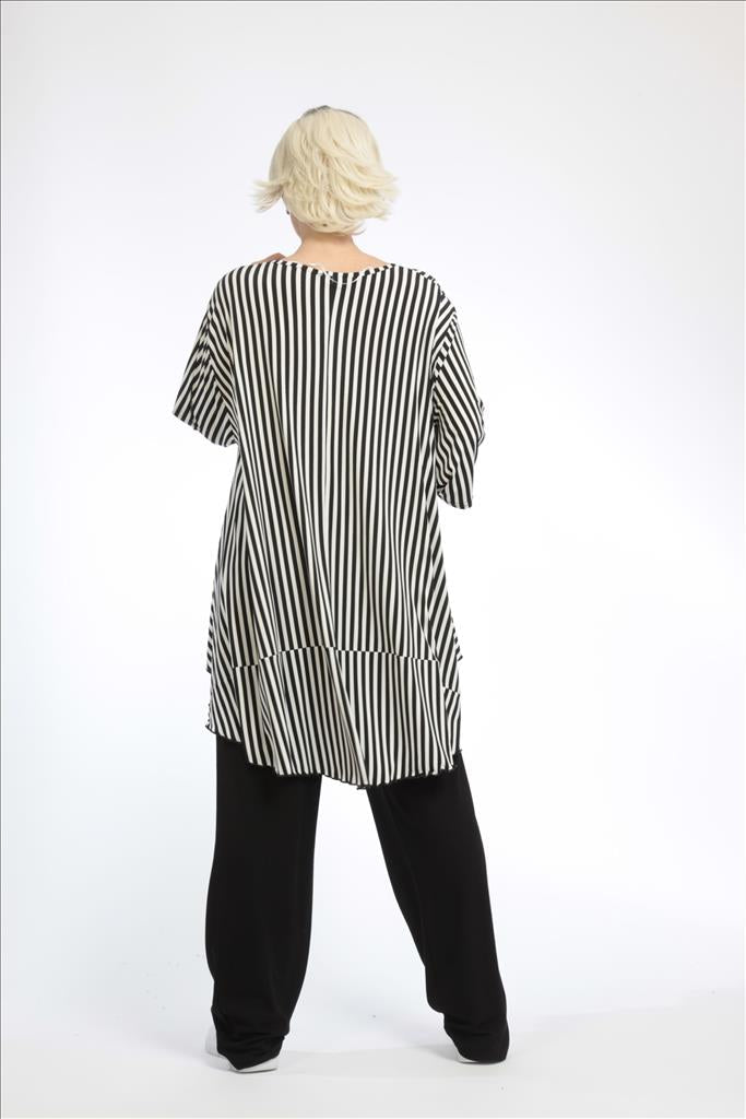 Sommer Big Shirt in Glocken Form aus er Slinky Qualität, Schwarz-Weiß Lagenlook Oversize Mode B2B Großhandel