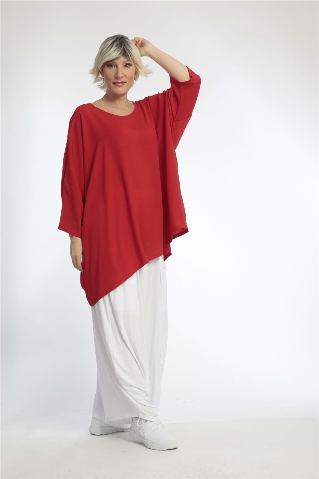 Sommer Big Shirt in kastiger Form aus er Twill Qualität, Rot Lagenlook Oversize Mode B2B Großhandel