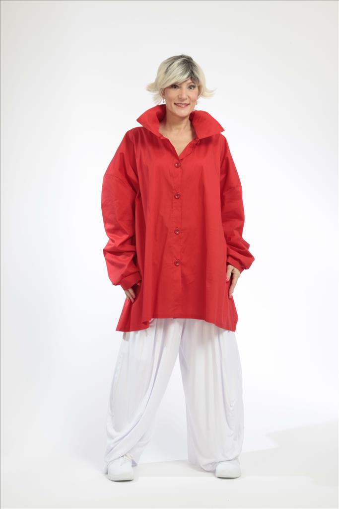 Sommer Bluse in kastiger Form aus er Qualität, Rot Lagenlook Oversize Mode B2B Großhandel
