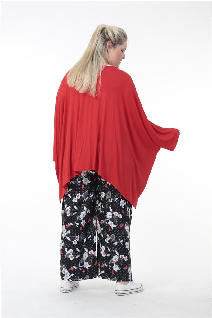 Sommer Hose in gerader Form aus er Qualität, Schwarz-Weiß-Rot Lagenlook Oversize Mode B2B Großhandel