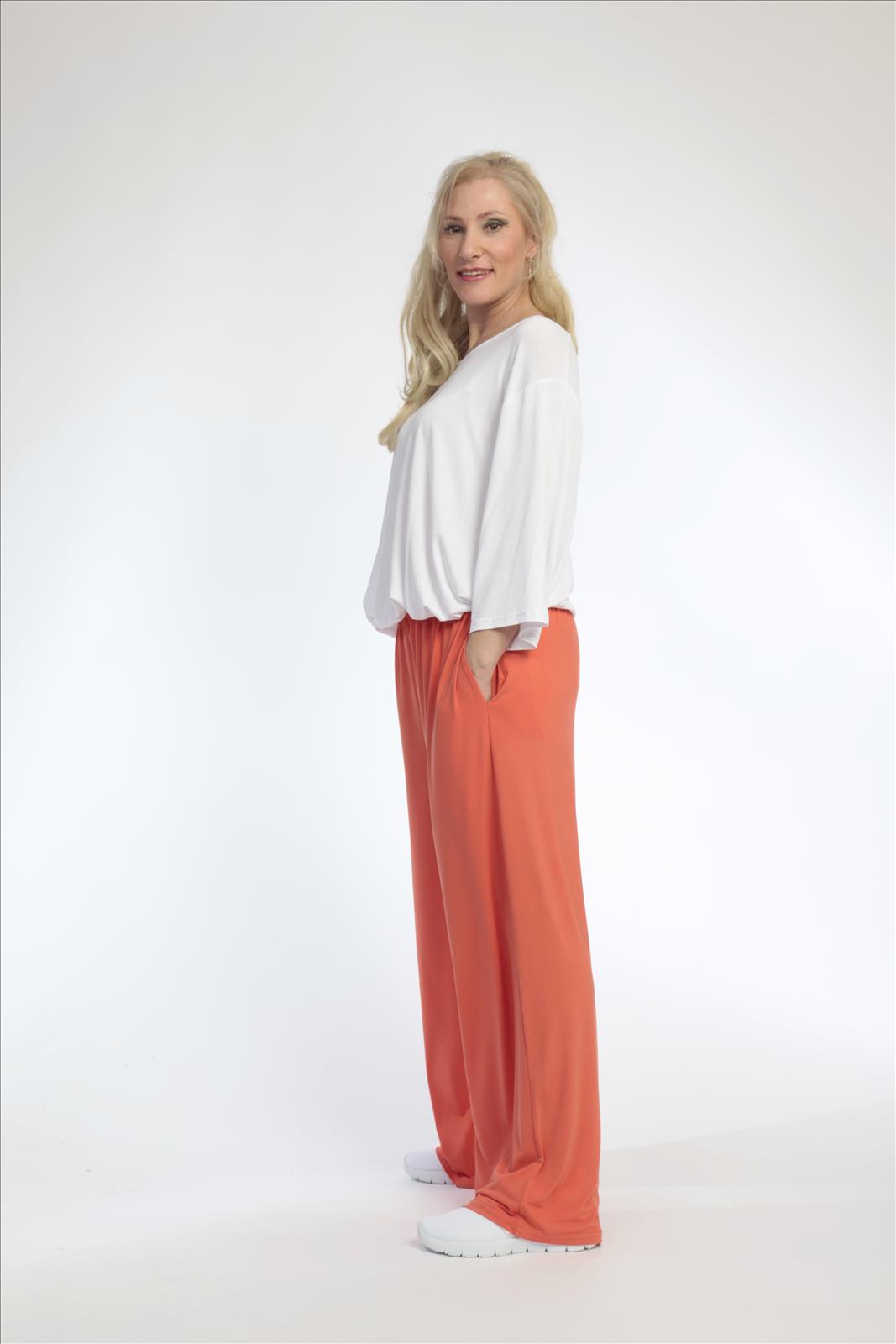 Sommer Hose in gerader Form aus er Slinky Qualität, Orange Lagenlook Oversize Mode B2B Großhandel