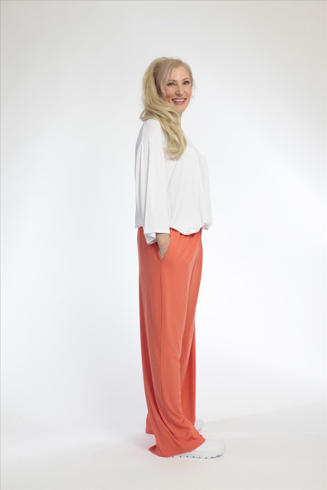 Sommer Hose in gerader Form aus er Slinky Qualität, Orange Lagenlook Oversize Mode B2B Großhandel