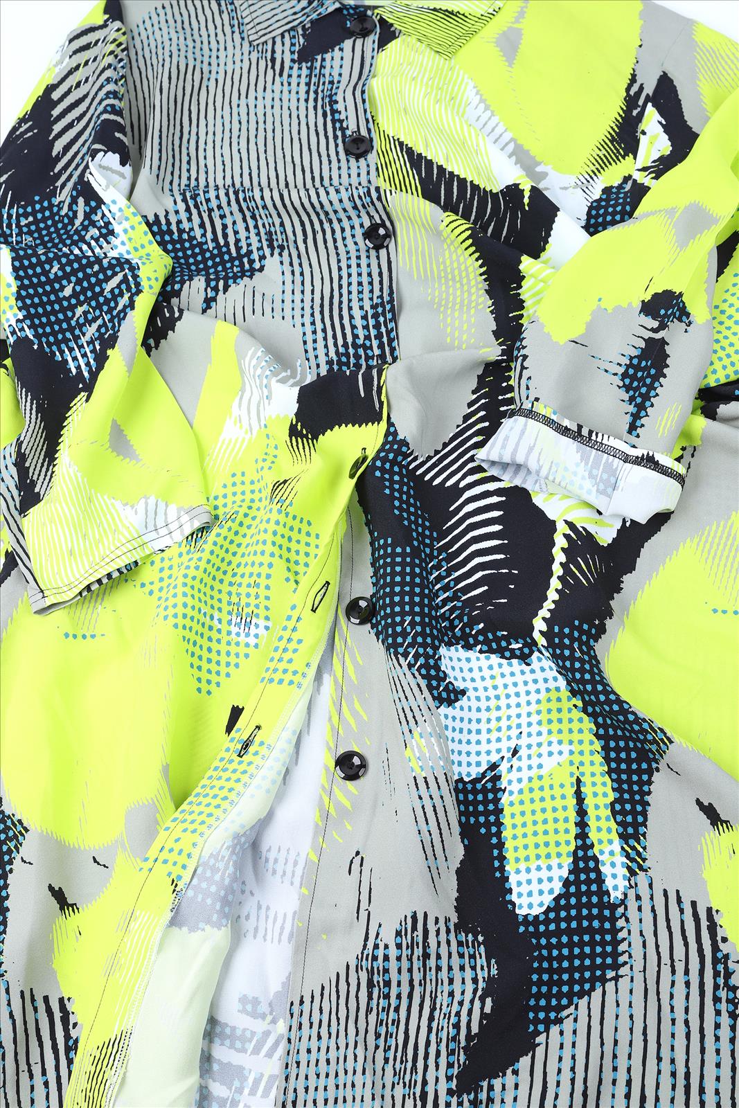 Sommer Jacke in A-Form aus er Qualität, Neongrün-Taupe Lagenlook Oversize Mode B2B Großhandel