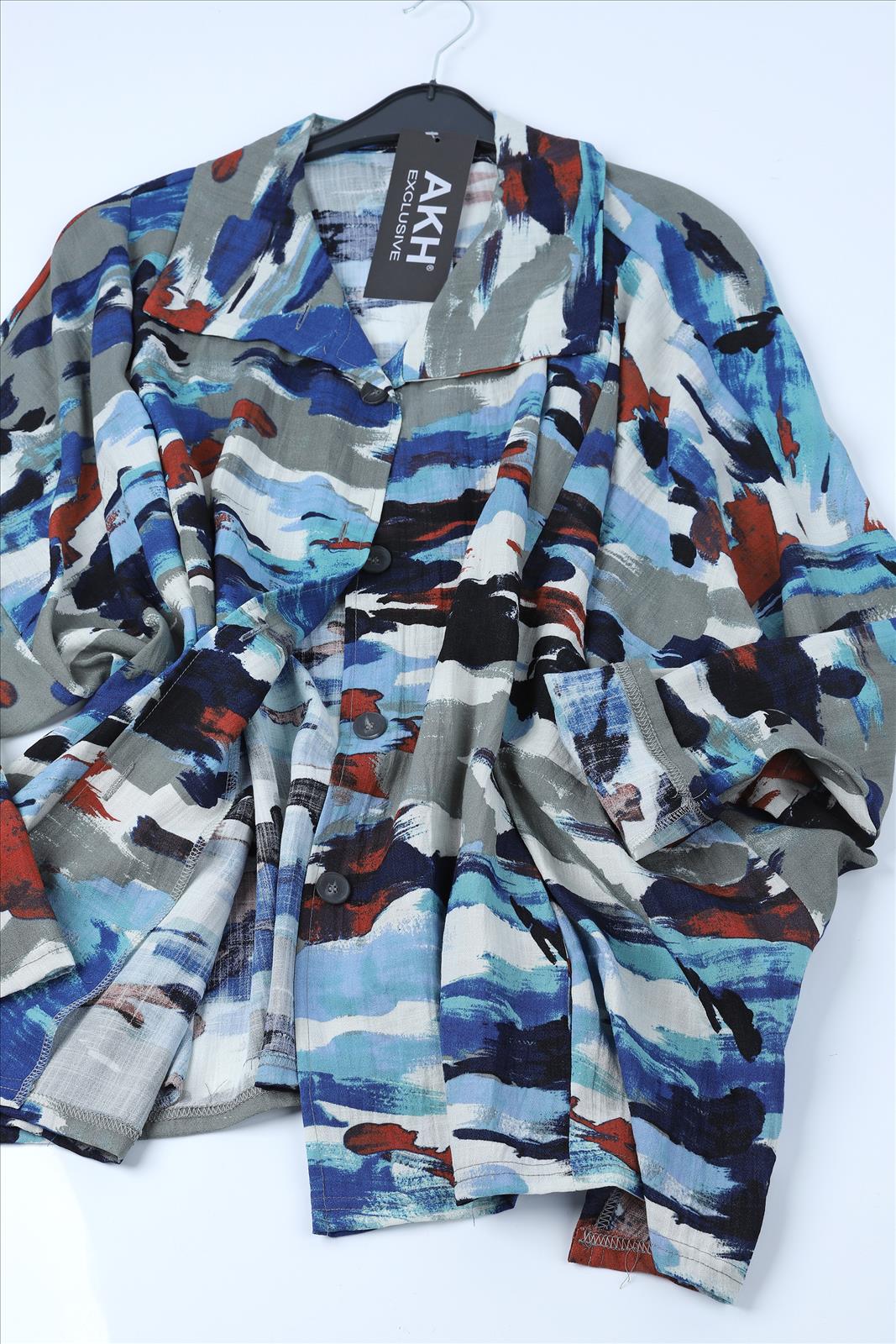 Sommer Jacke in Form aus er Qualität, Blau-Multi Lagenlook Oversize Mode B2B Großhandel