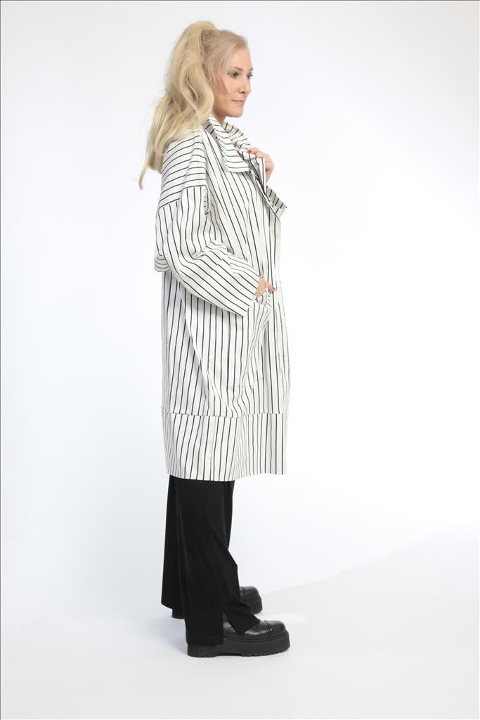 Sommer Jacke in gerader Form aus er Qualität, Weiß-Schwarz Lagenlook Oversize Mode B2B Großhandel