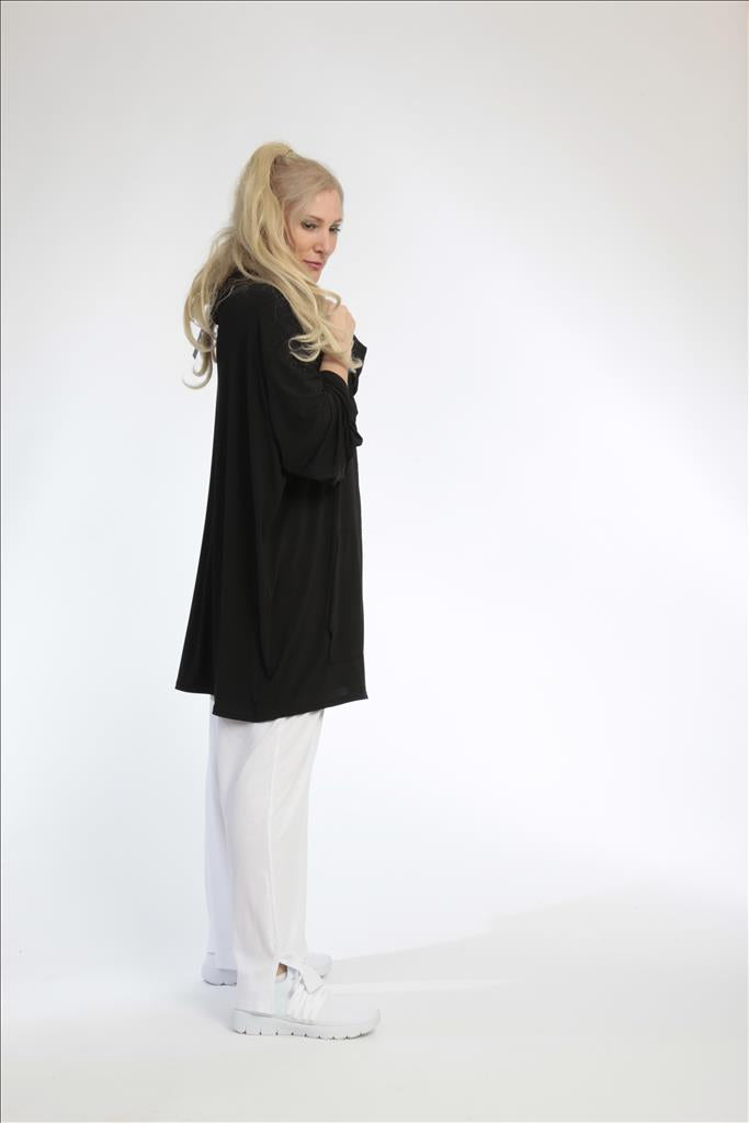 Sommer Jacke in gerader Form aus er Slinky Qualität, Schwarz Lagenlook Oversize Mode B2B Großhandel