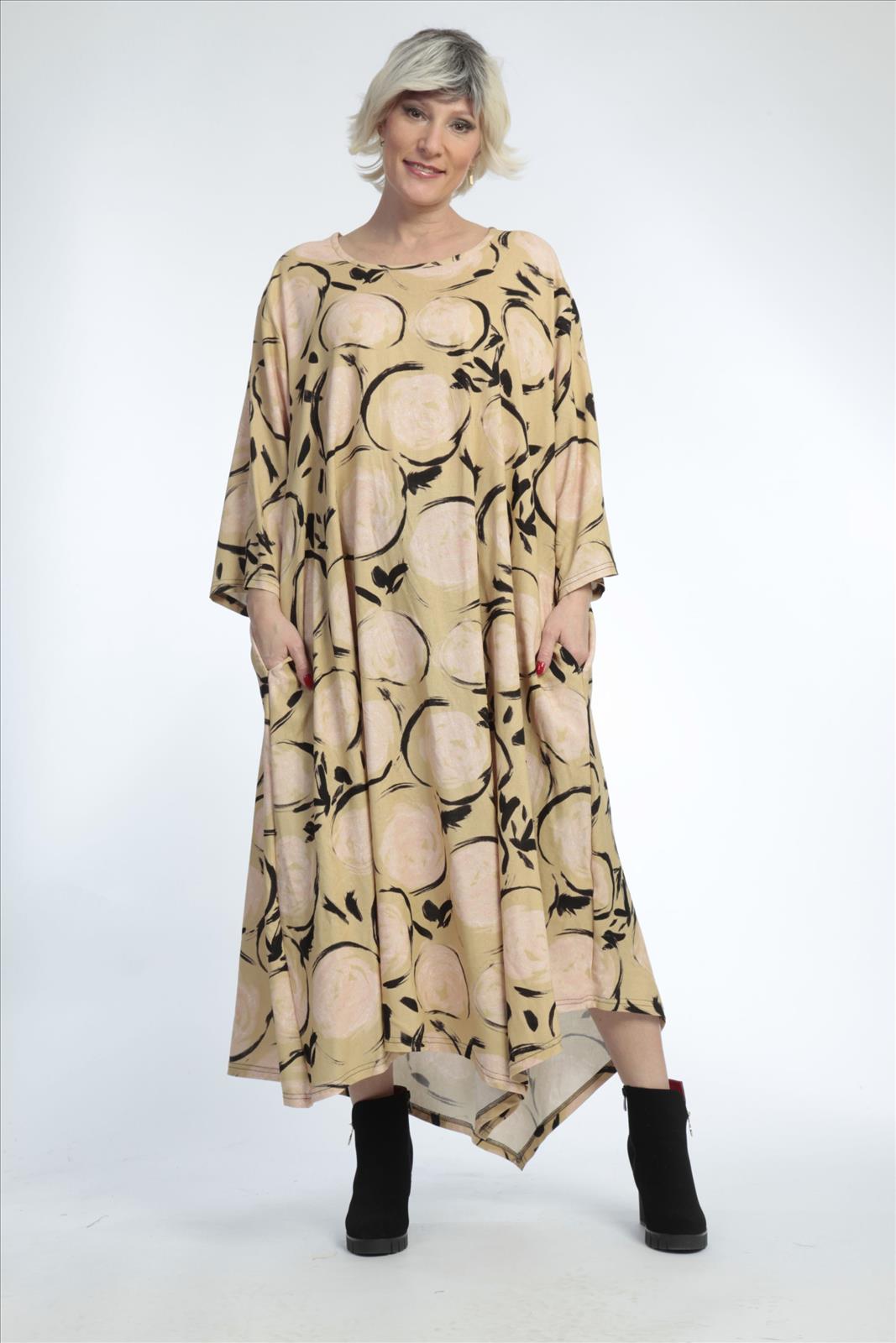 Sommer Kleid in Ballon Form aus er Qualität, Apricot-Multi Lagenlook Oversize Mode B2B Großhandel