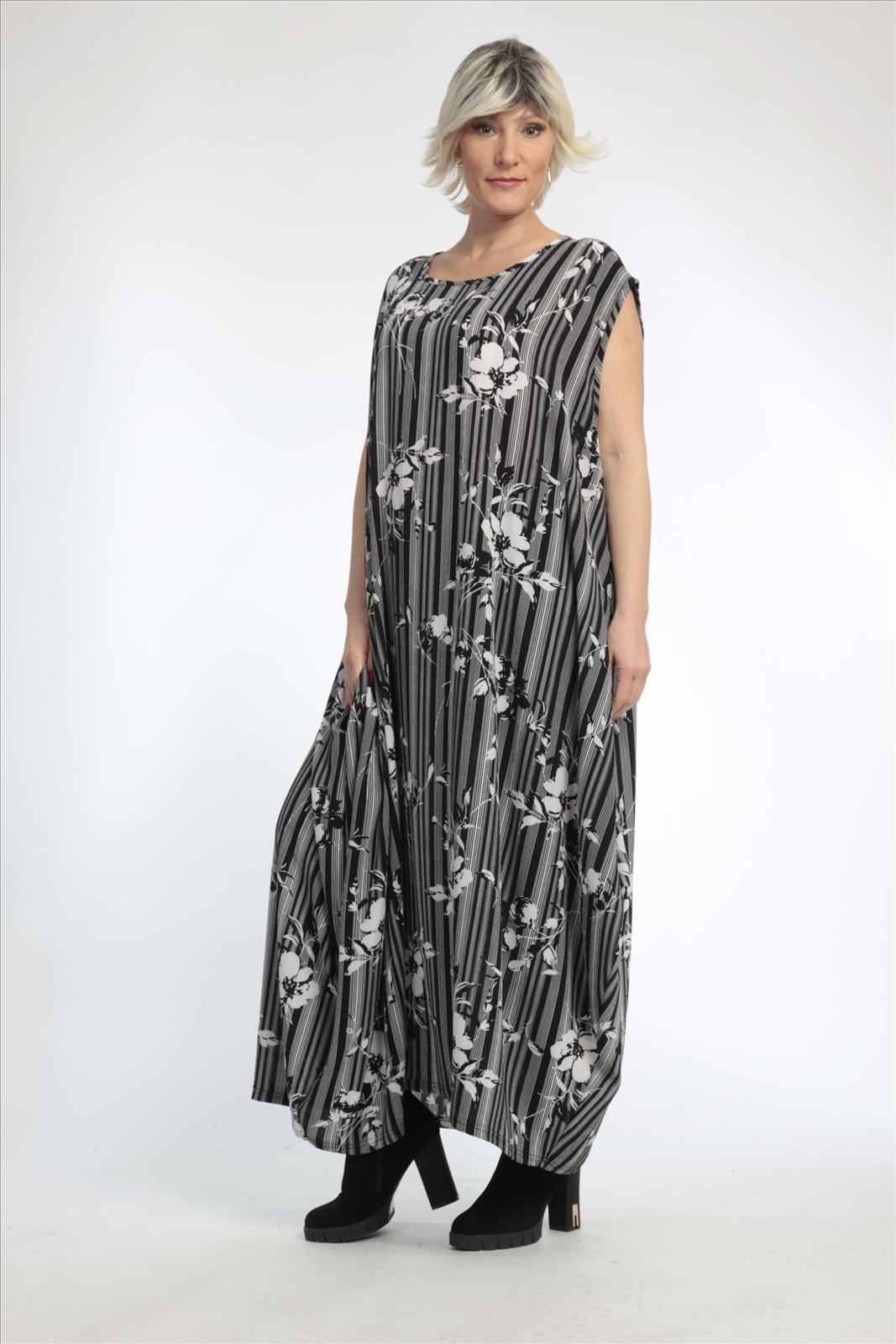 Sommer Kleid in Ballon Form aus er Qualität, Schwarz-Weiß Lagenlook Oversize Mode B2B Großhandel