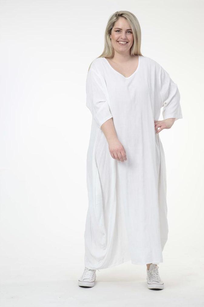 Sommer Kleid in Ballon Form aus er Qualität, Weiß Lagenlook Oversize Mode B2B Großhandel