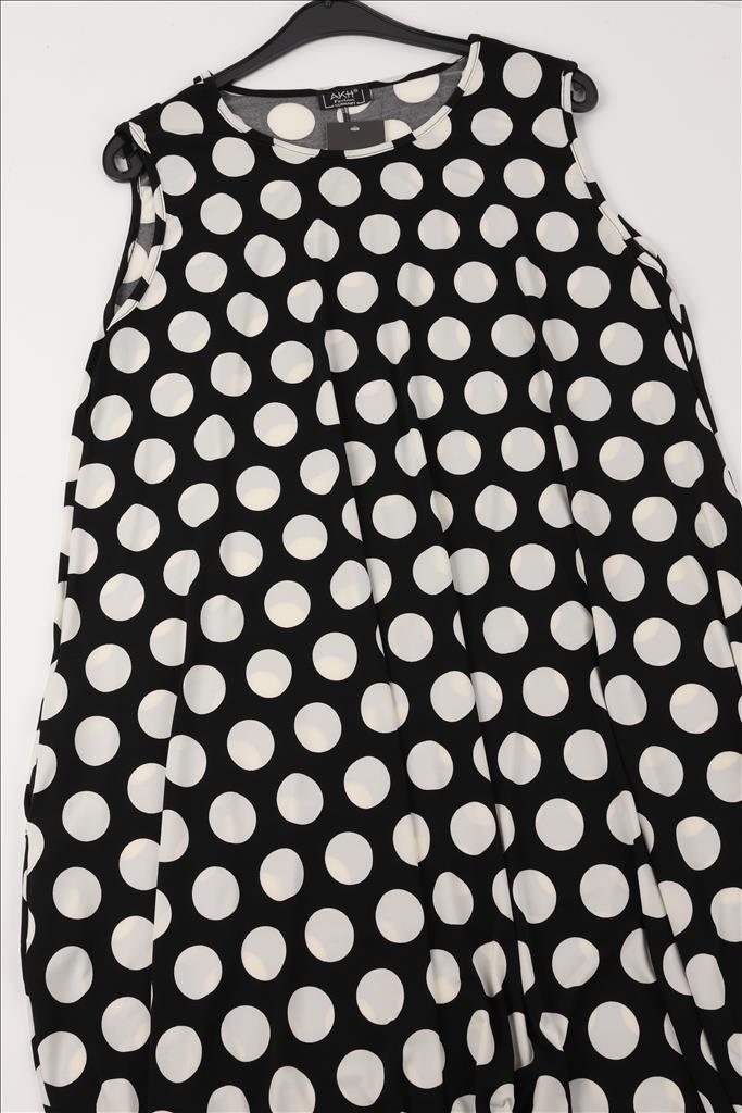 Sommer Kleid in Ballon Form aus er Slinky Qualität, Schwarz-Weiß Lagenlook Oversize Mode B2B Großhandel
