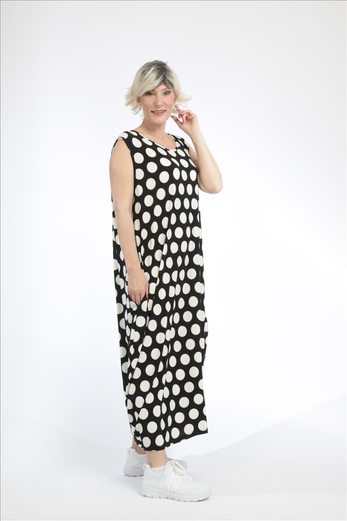 Sommer Kleid in Ballon Form aus er Slinky Qualität, Schwarz-Weiß Lagenlook Oversize Mode B2B Großhandel