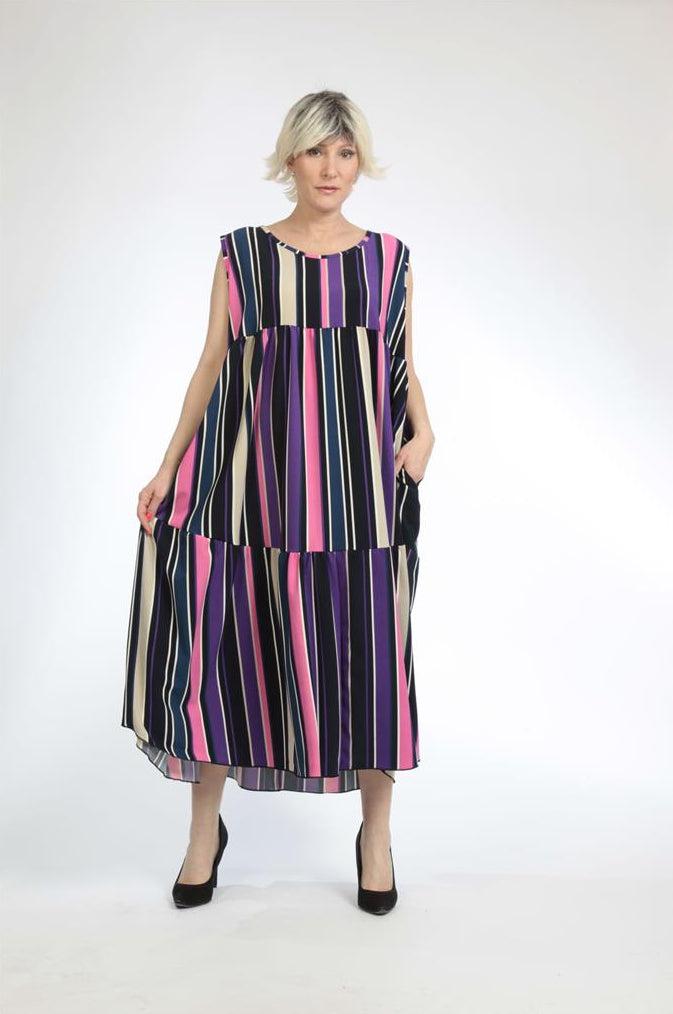 Sommer Kleid in Form aus er Qualität, Pink-Lila-Multi Lagenlook Oversize Mode B2B Großhandel