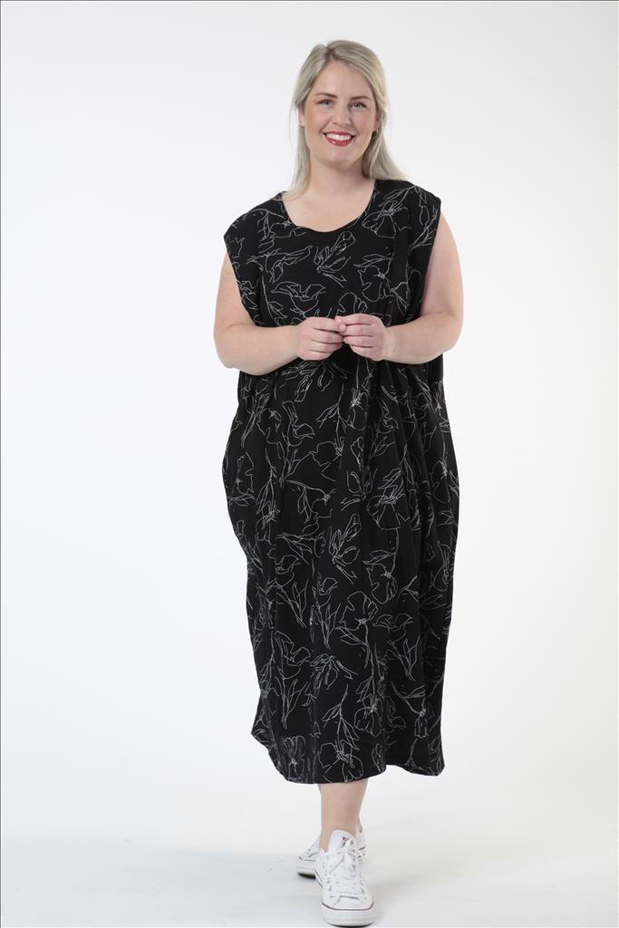 Sommer Kleid in gerader Form aus er Qualität, Schwarz Lagenlook Oversize Mode B2B Großhandel
