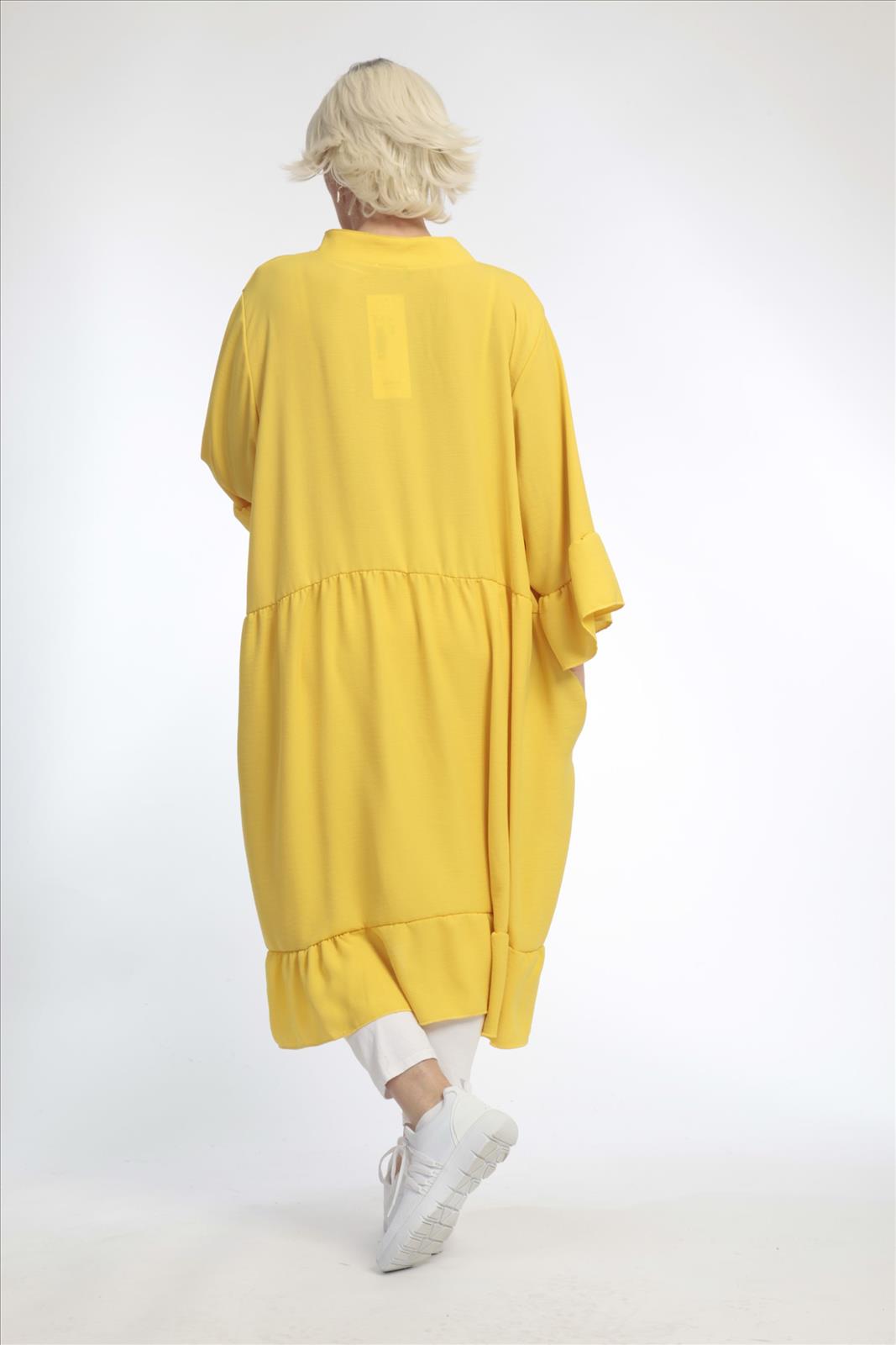 Sommer Kleid in gerader Form aus er Twill Qualität, Gelb Lagenlook Oversize Mode B2B Großhandel