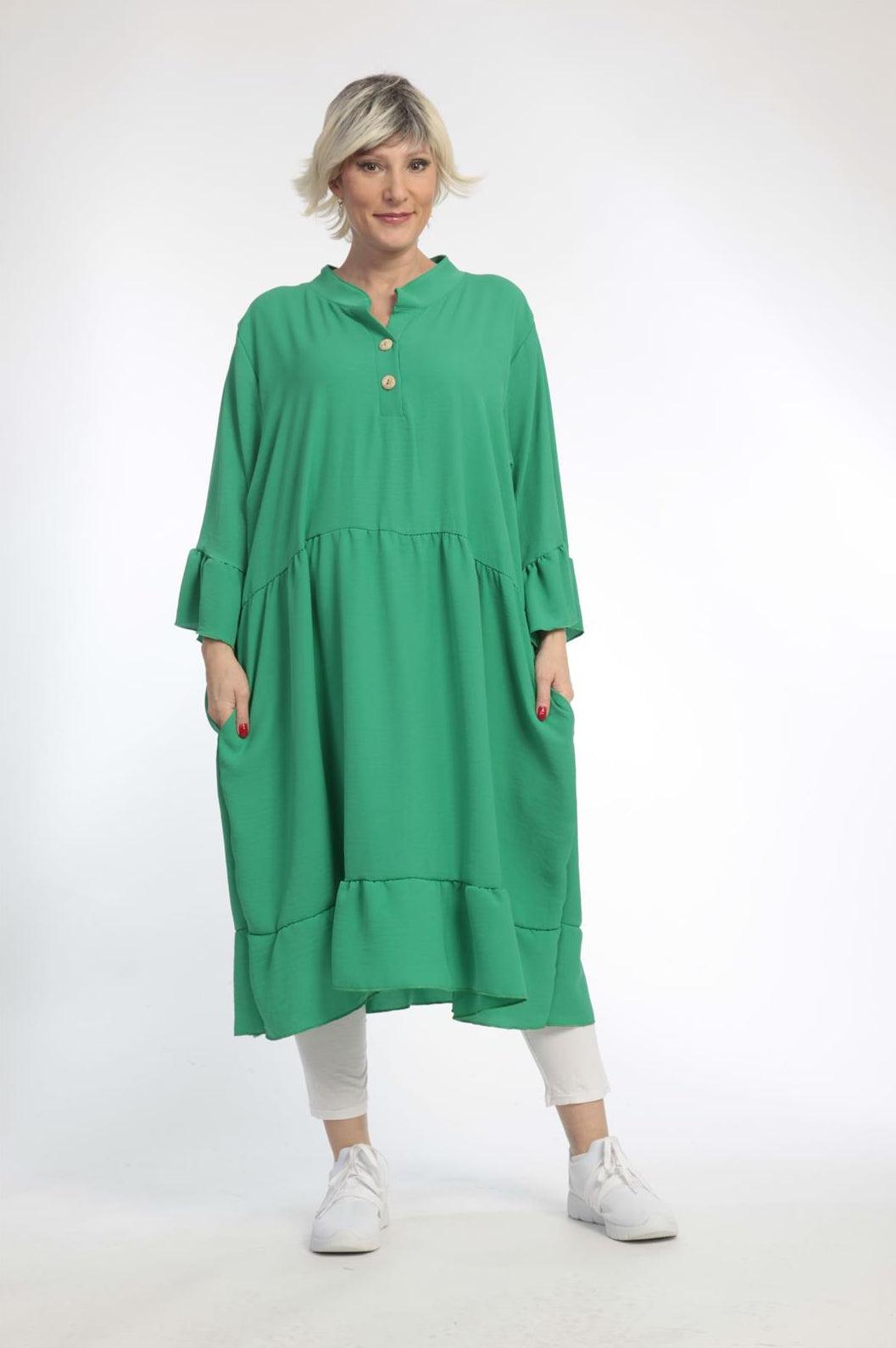 Sommer Kleid in gerader Form aus er Twill Qualität, Grün Lagenlook Oversize Mode B2B Großhandel