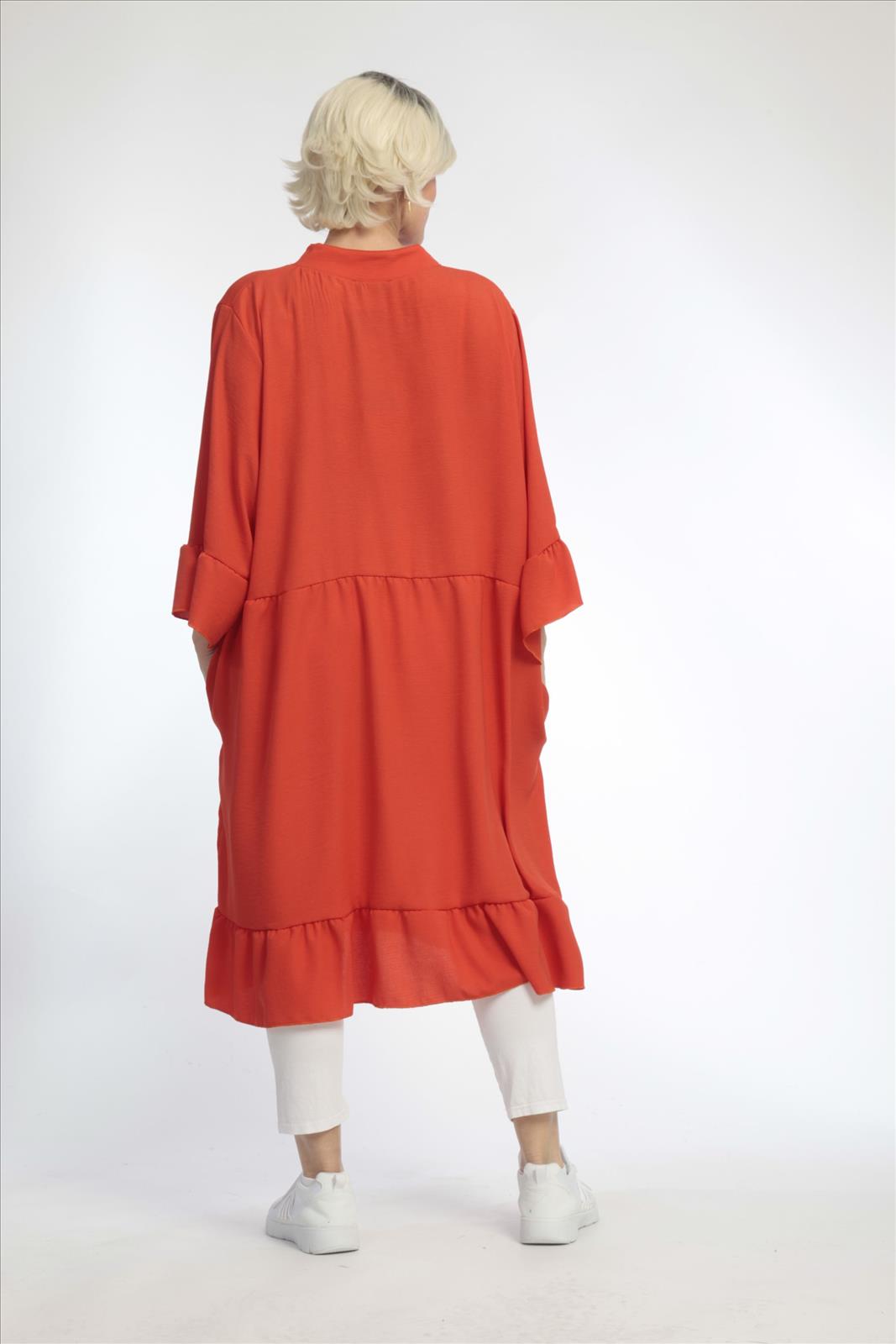 Sommer Kleid in gerader Form aus er Twill Qualität, Hellrot Lagenlook Oversize Mode B2B Großhandel