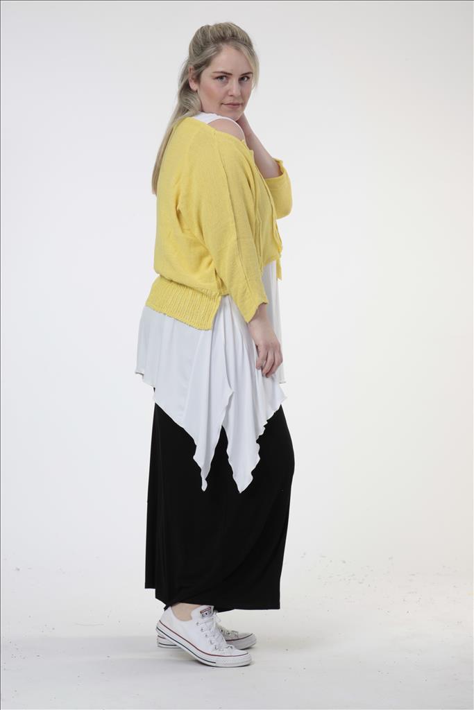 Sommer Pullover in Form aus feiner Strick Qualität, Gelb Lagenlook Oversize Mode B2B Großhandel