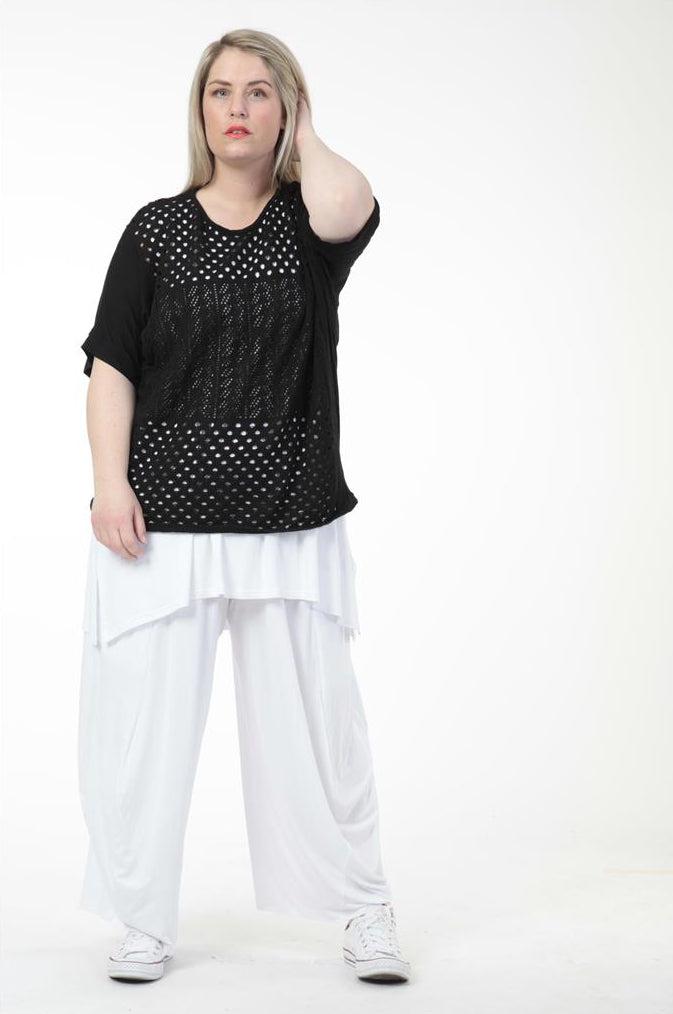 Sommer Pullover in gerader Form aus feiner Strick Qualität, Schwarz Lagenlook Oversize Mode B2B Großhandel