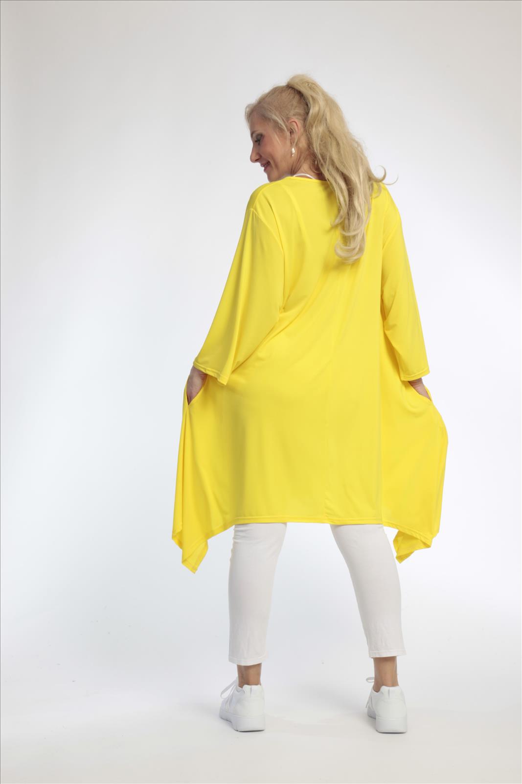 Sommer Shirt in A-Form aus er Slinky Qualität, Gelb Lagenlook Oversize Mode B2B Großhandel