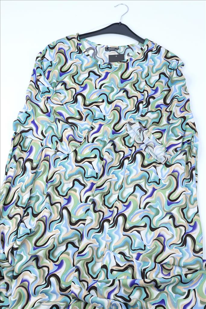 Sommer Shirt in Ballon Form aus er Qualität, Grün-Türkis-Multi Lagenlook Oversize Mode B2B Großhandel