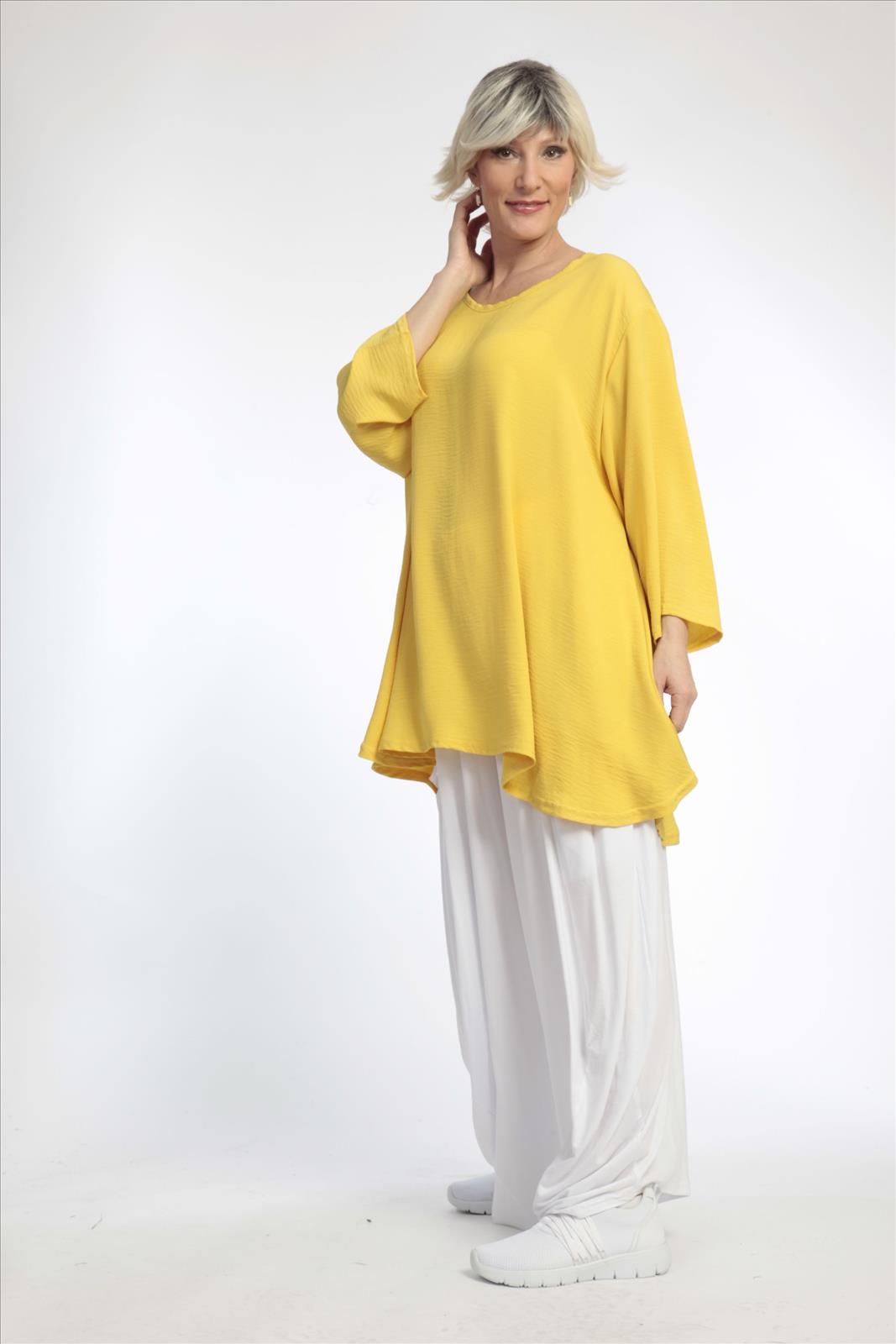 Sommer Shirt in Glocken Form aus er Twill Qualität, Gelb Lagenlook Oversize Mode B2B Großhandel