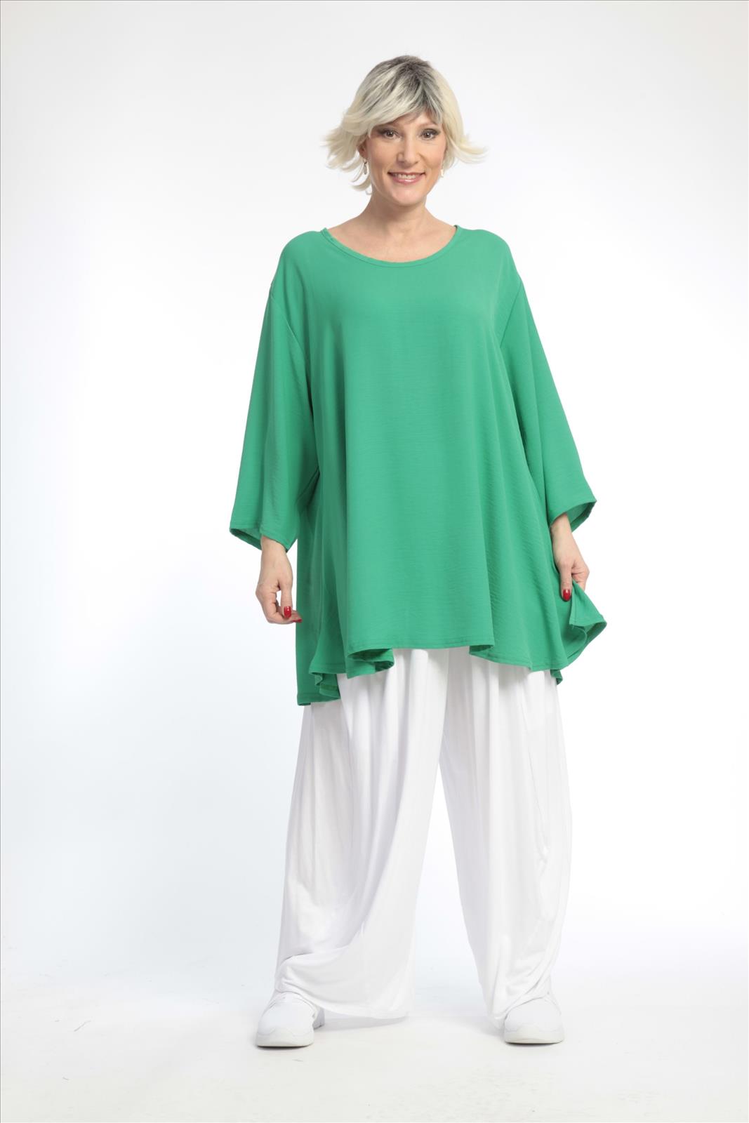 Sommer Shirt in Glocken Form aus er Twill Qualität, Grün Lagenlook Oversize Mode B2B Großhandel