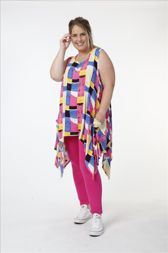 Sommer Tunika in A-Form aus er Qualität, Pink-Multi Lagenlook Oversize Mode B2B Großhandel