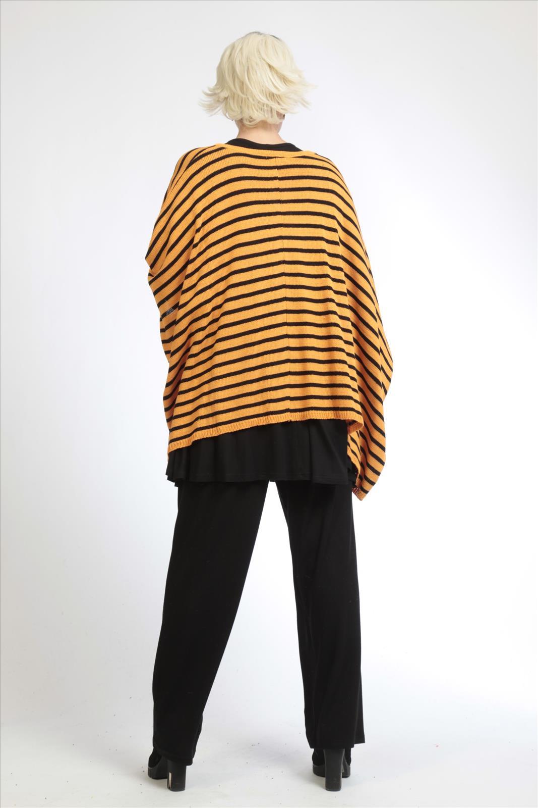 Übergangs Pullover in kastiger Form aus feiner Strick Qualität, Orange-Schwarz Lagenlook Oversize Mode B2B Großhandel