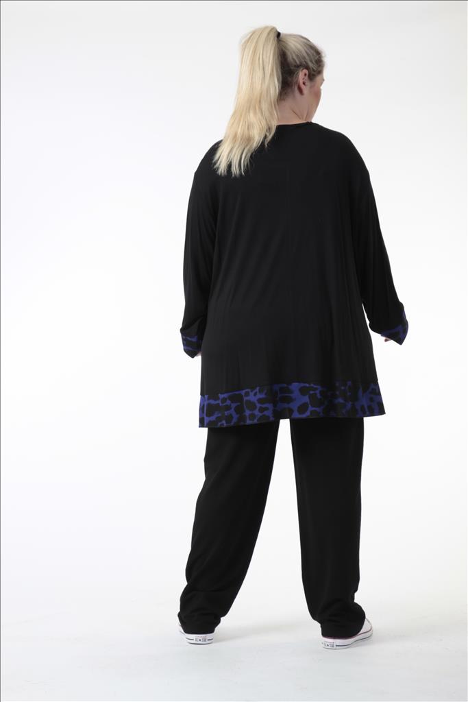 Winter Big Shirt in A-Form aus er Qualität, Schwarz-Royalblau Lagenlook Oversize Mode B2B Großhandel