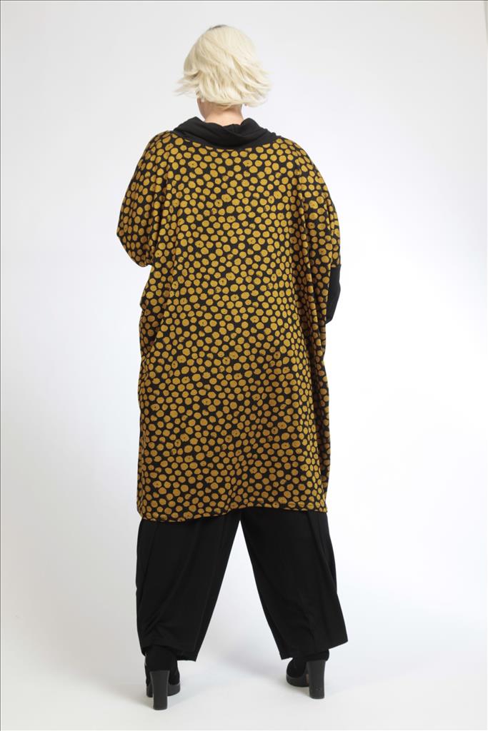 Winter Big Shirt in kastiger Form aus er Qualität, Schwarz-Gelb Lagenlook Oversize Mode B2B Großhandel