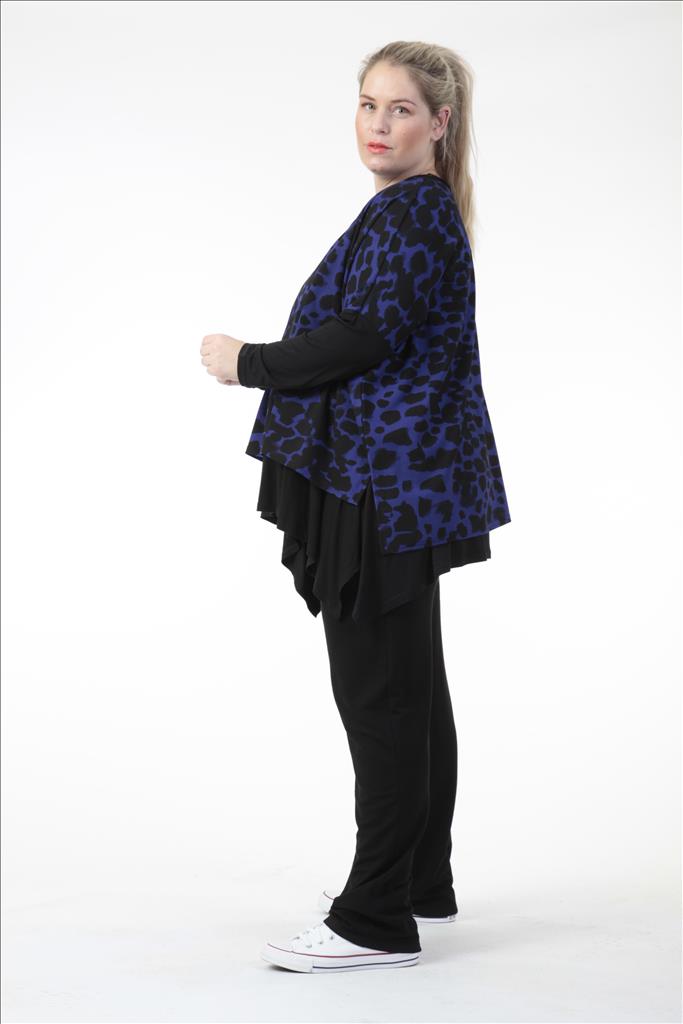 Winter Big Shirt in kastiger Form aus er Qualität, Schwarz-Royalblau Lagenlook Oversize Mode B2B Großhandel