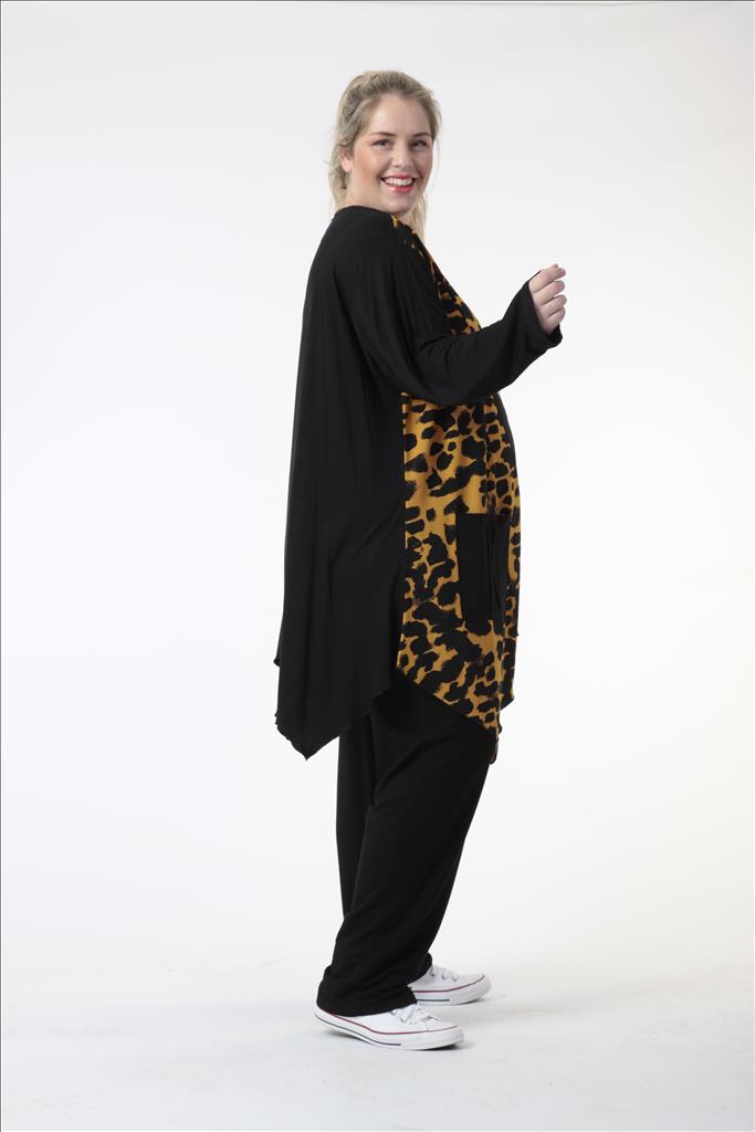 Winter Big Shirt in Zipfel Form aus er Qualität, Schwarz-Senf Lagenlook Oversize Mode B2B Großhandel