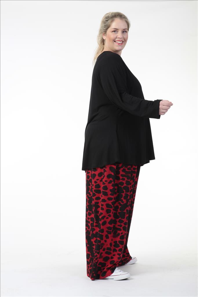 Winter Hose in gerader Form aus er Qualität, Schwarz-Rot Lagenlook Oversize Mode B2B Großhandel