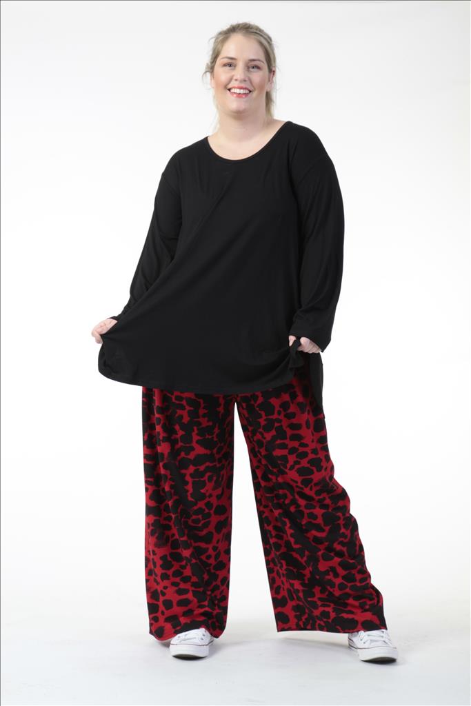 Winter Hose in gerader Form aus er Qualität, Schwarz-Rot Lagenlook Oversize Mode B2B Großhandel