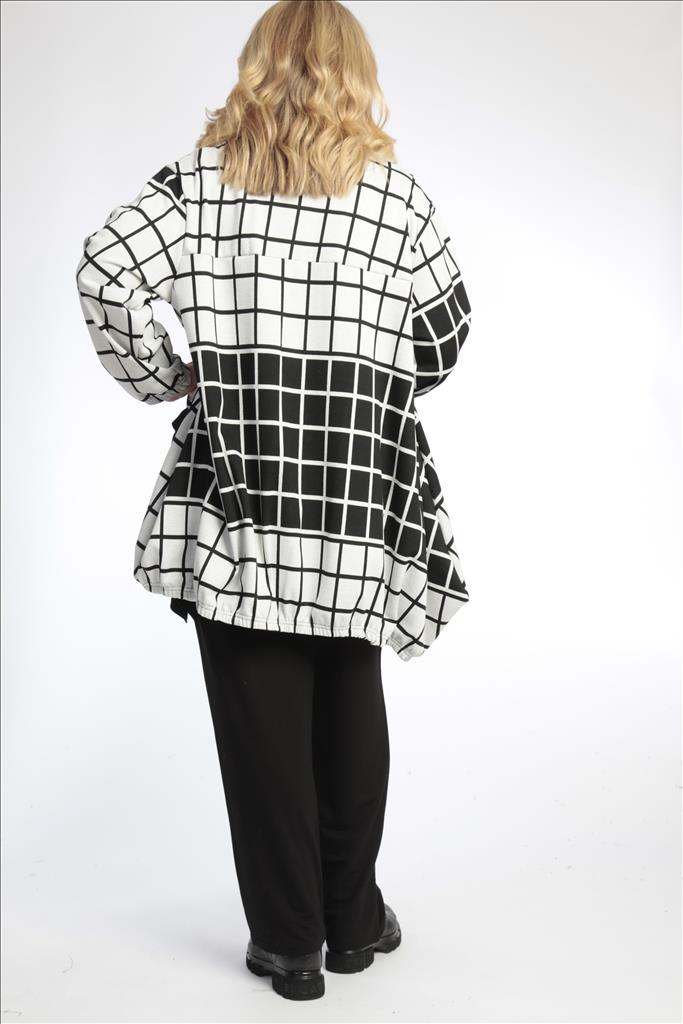 Winter Jacke in Ballon Form aus er Qualität, Schwarz-Wollweiß Lagenlook Oversize Mode B2B Großhandel