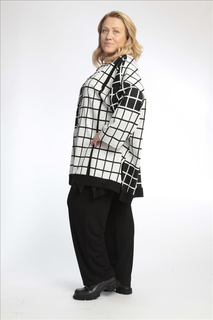 Winter Jacke in gerader Form aus er Qualität, Schwarz-Wollweiß Lagenlook Oversize Mode B2B Großhandel