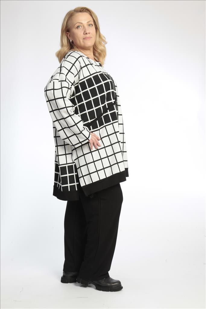 Winter Jacke in gerader Form aus er Qualität, Schwarz-Wollweiß Lagenlook Oversize Mode B2B Großhandel