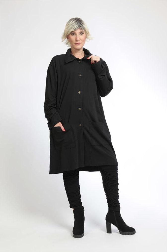 Winter Jacke in kastiger Form aus er Qualität, Schwarz Lagenlook Oversize Mode B2B Großhandel