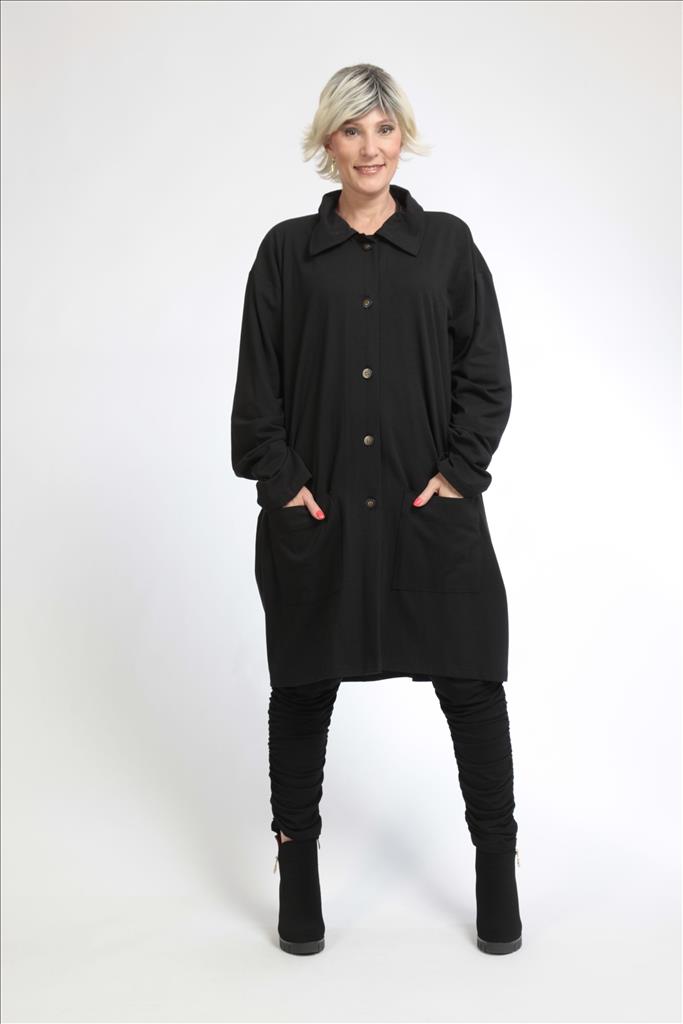 Winter Jacke in kastiger Form aus er Qualität, Schwarz Lagenlook Oversize Mode B2B Großhandel