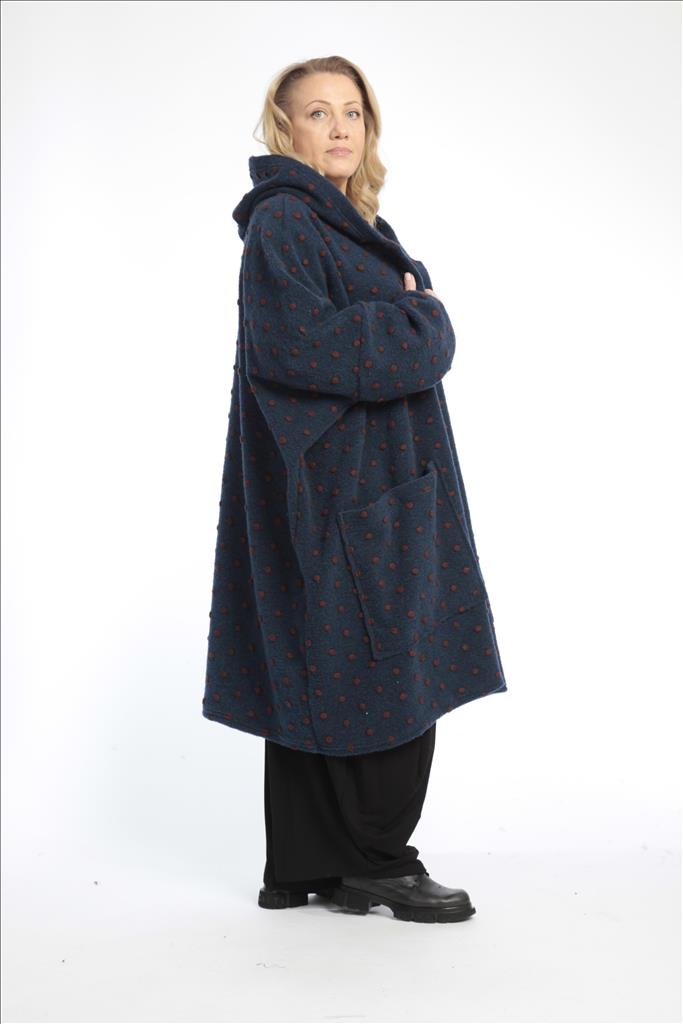 Winter Mantel in gerader Form aus er Qualität, Blau Lagenlook Oversize Mode B2B Großhandel