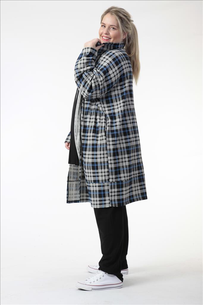 Winter Mantel in gerader Form aus er Qualität, Grau-Blau Lagenlook Oversize Mode B2B Großhandel