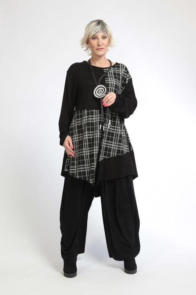 Winter Shirt in Form aus er Spitze Qualität, Schwarz-Grau Lagenlook Oversize Mode B2B Großhandel